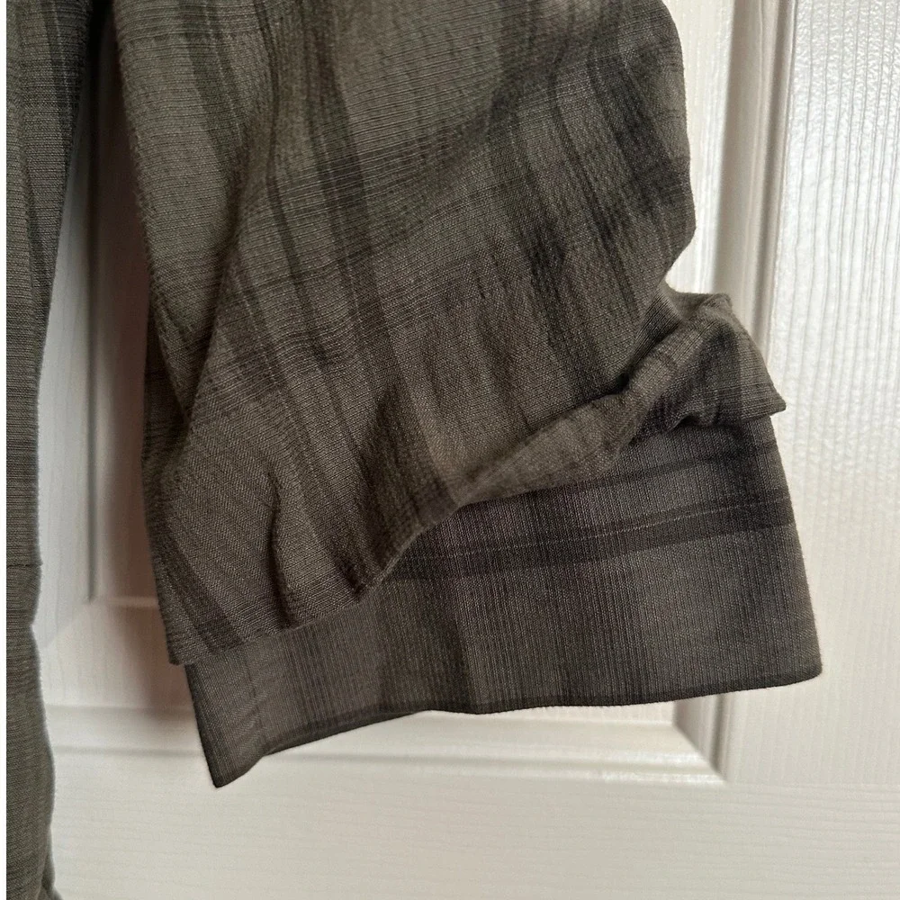 NWT Zara Khaki‎ Green Plaid Side Ruched Puff Sleeve Mini Dress Size Large L